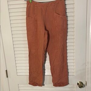 C&C California Terracotta Linen Blend Cropped Slip On Pants